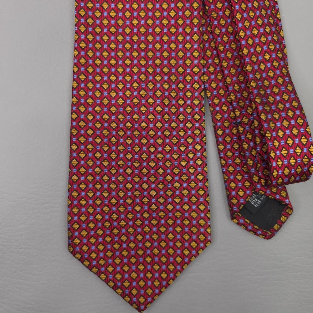 Joseph A Bank‎ Signature Collection Tie Mens Red Silk Geometric Woven Italy